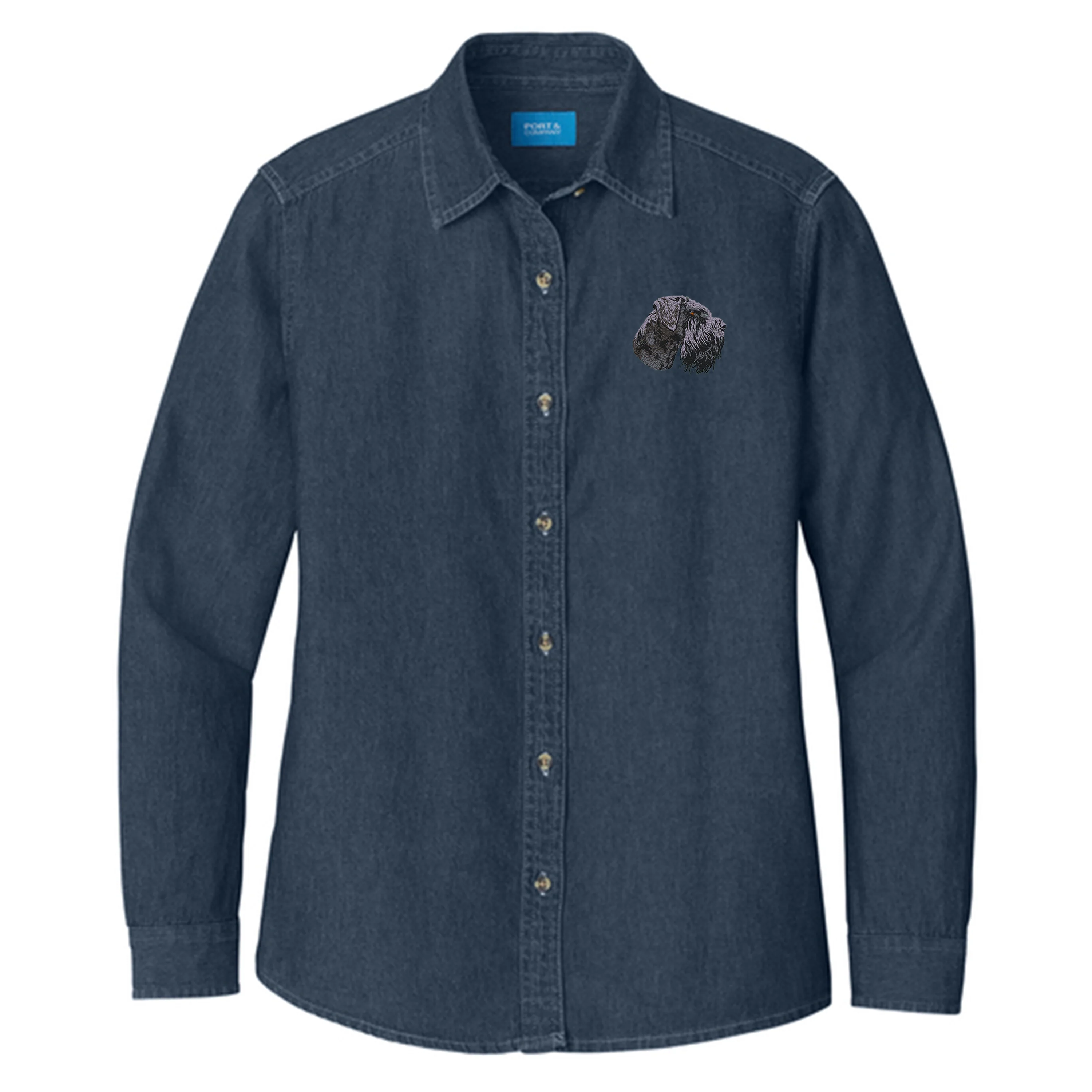 Giant Schnauzer Embroidered Women's Denim Shirt - Image 3
