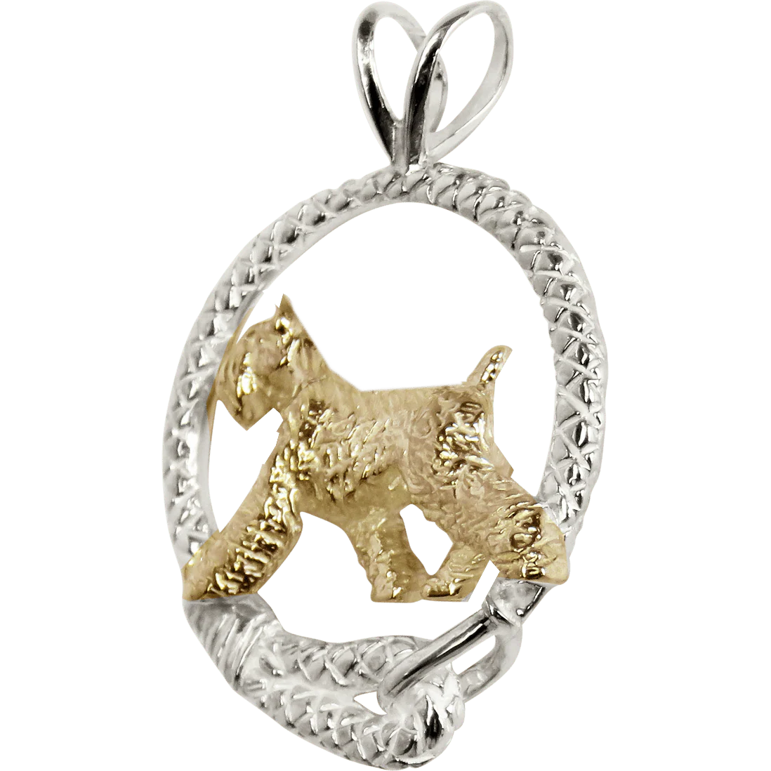 Giant Schnauzer -Solid 14K Gold and Sterling Silver Leash Pendant - Image 3