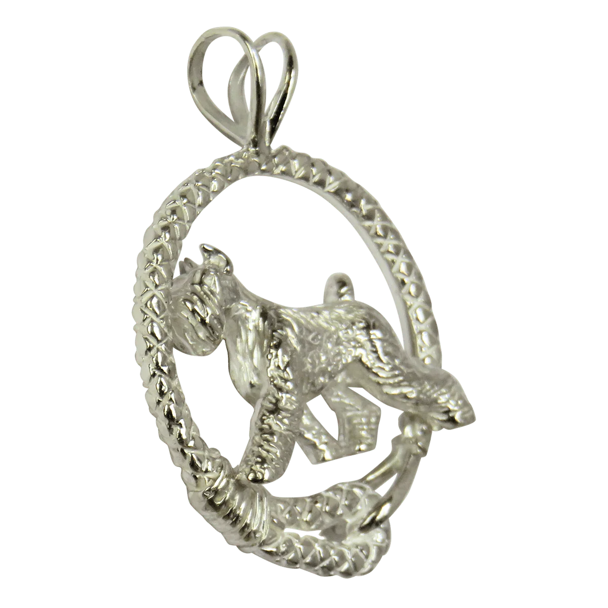 Giant Schnauzer in Solid Sterling Silver Leash Pendant - Image 2