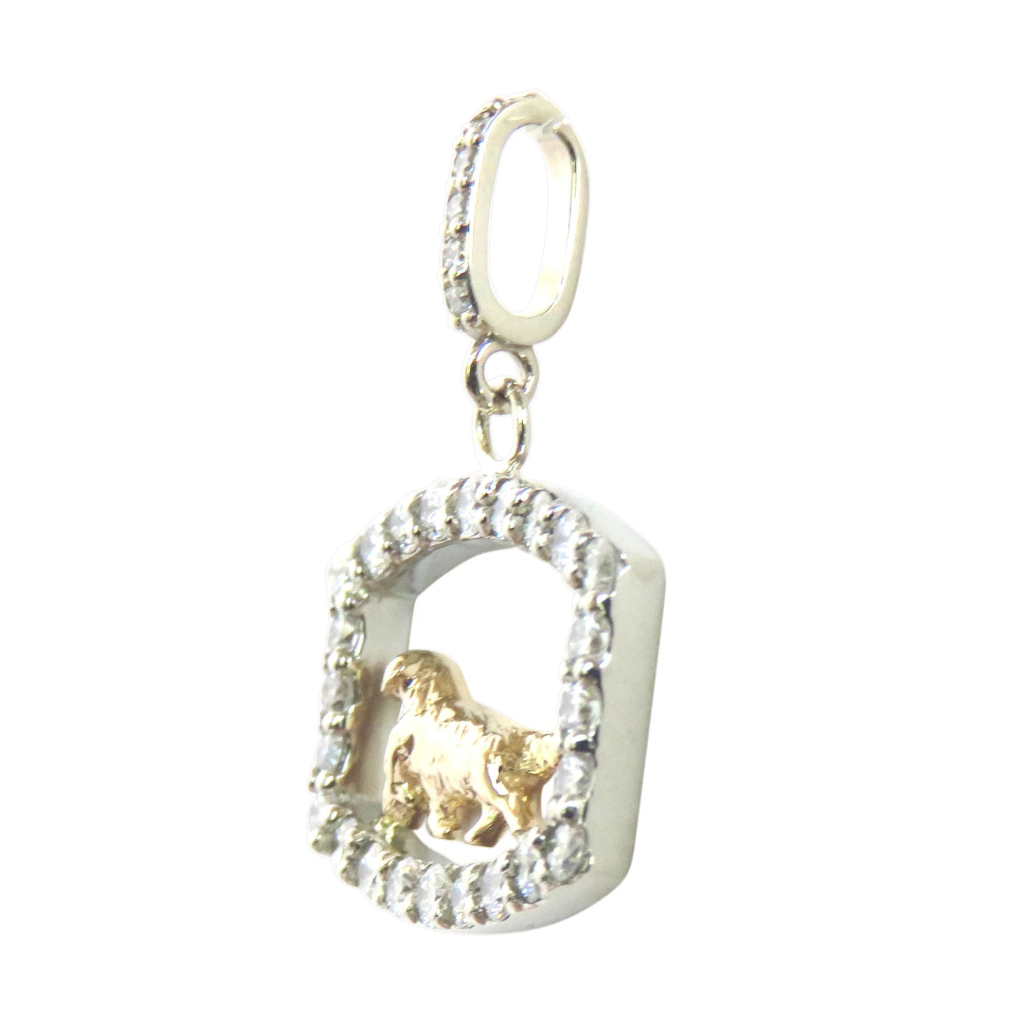 Golden Retriever 14K Gold in Exquisite Tiny Genuine Diamond Oval Pendant - Image 6