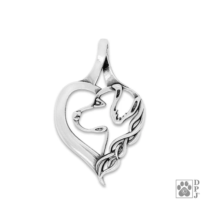 Golden Retriever in Heart Pendant Necklace