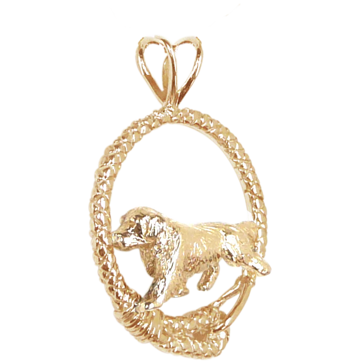 Solid 14K Gold Golden Retriever Leash Pendant - Image 2