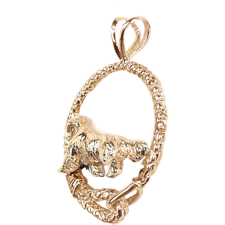 Solid 14K Gold Golden Retriever Leash Pendant - Image 3