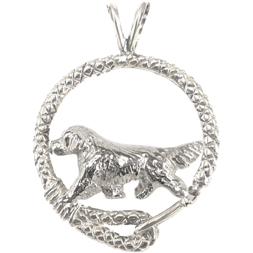 Golden Retriever in Solid Sterling Silver Leash Pendant