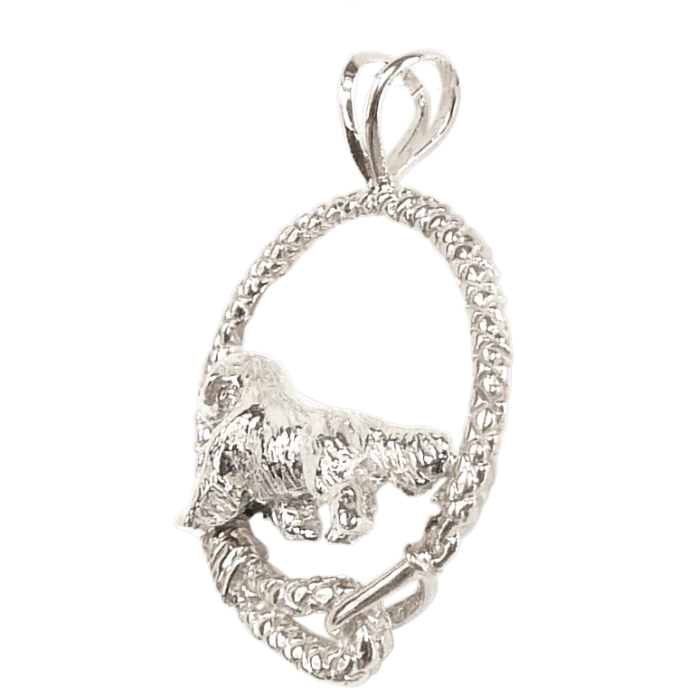 Golden Retriever in Solid Sterling Silver Leash Pendant - Image 3