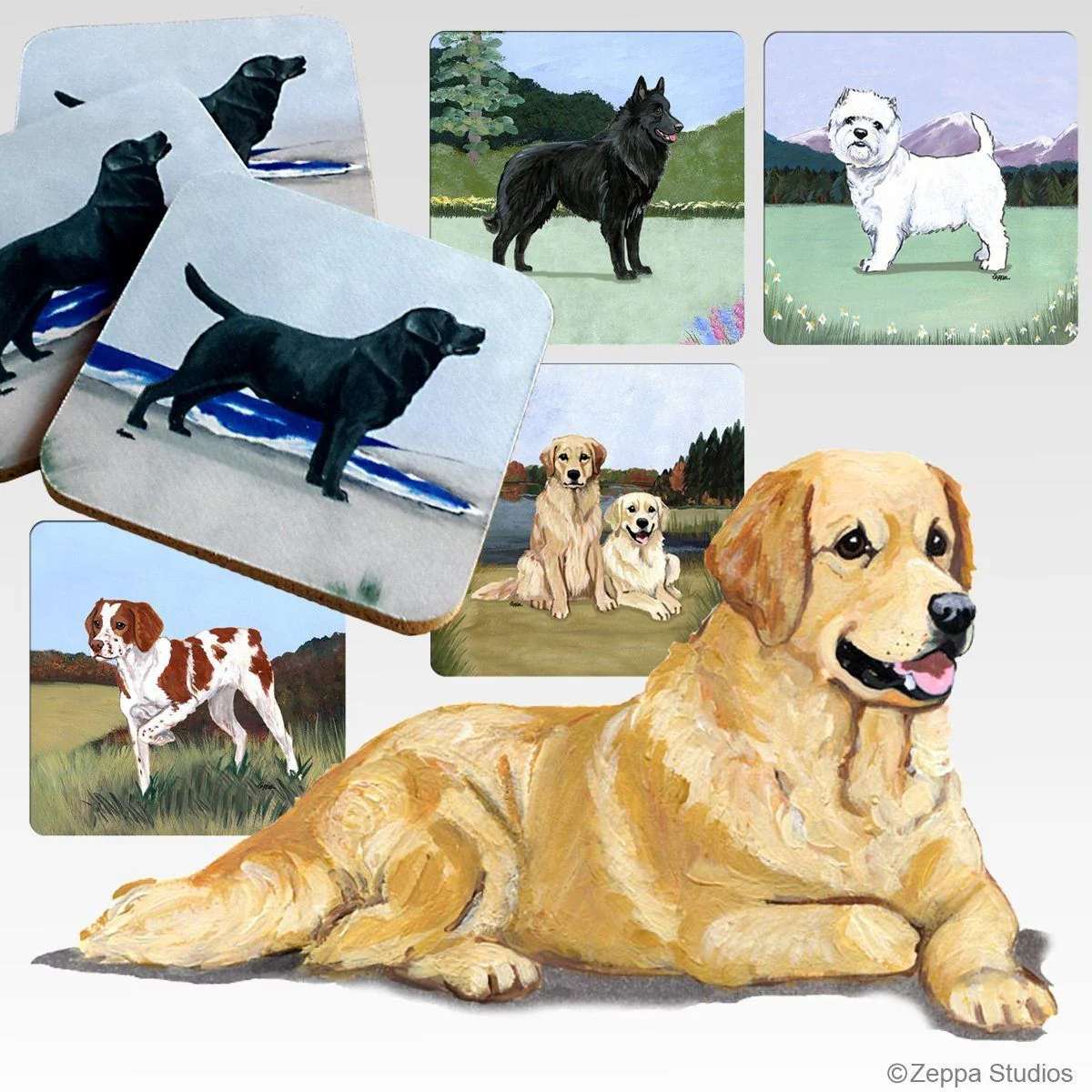 Golden Retriever Scenic Square Coaster - Image 2