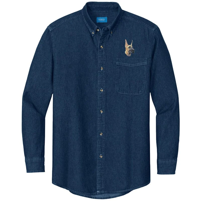 Great Dane Embroidered Men's Denim Shirt - Image 11