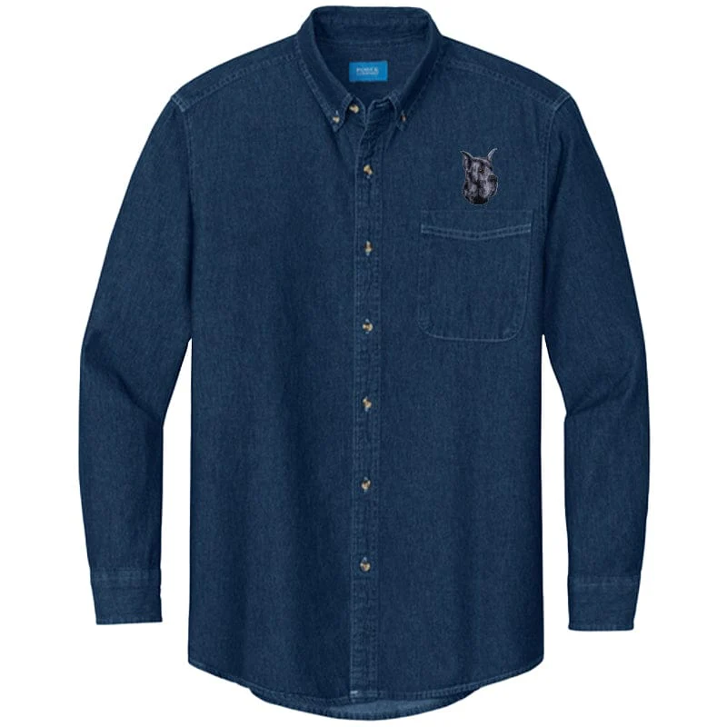Great Dane Embroidered Men's Denim Shirt - Image 3