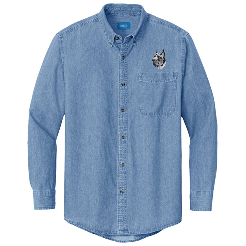 Great Dane Embroidered Men's Denim Shirt - Image 5