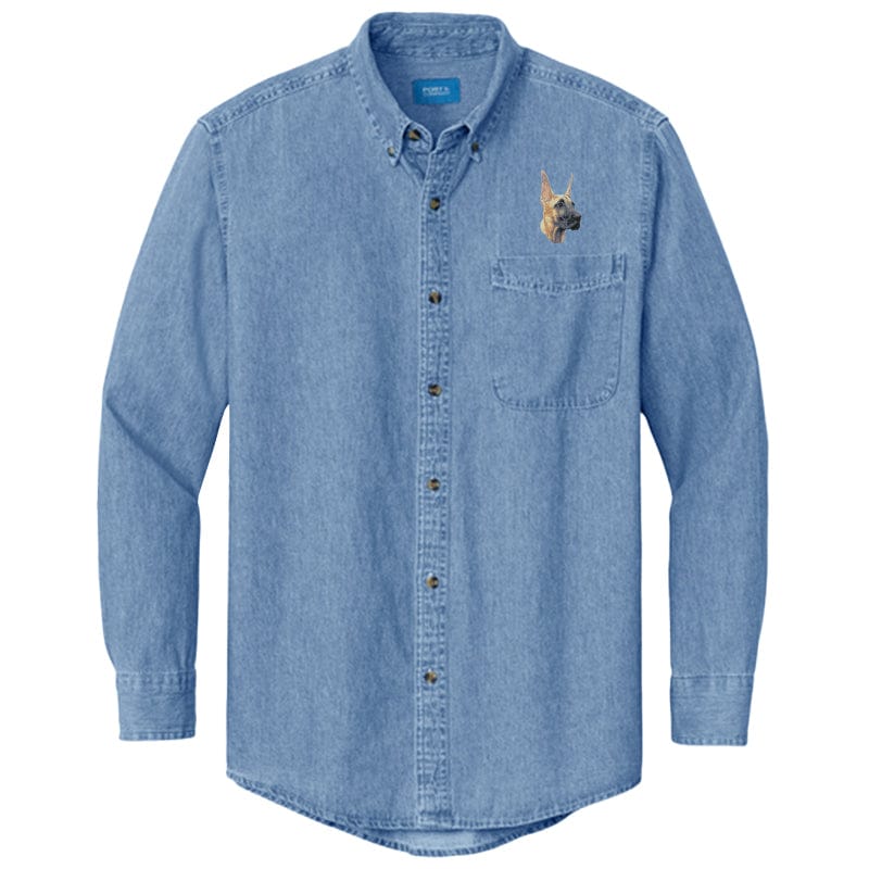 Great Dane Embroidered Men's Denim Shirt - Image 9