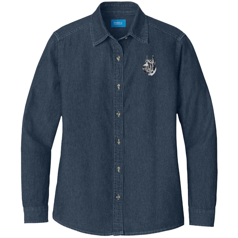 Great Dane Embroidered Women's Denim Shirt - Image 11