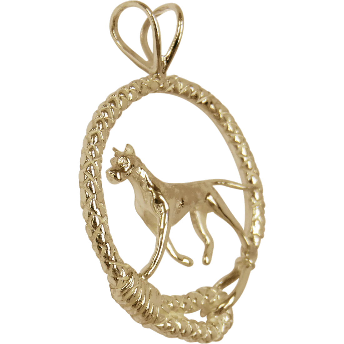 Solid 14K Gold Great Dane Leash Pendant - Image 2
