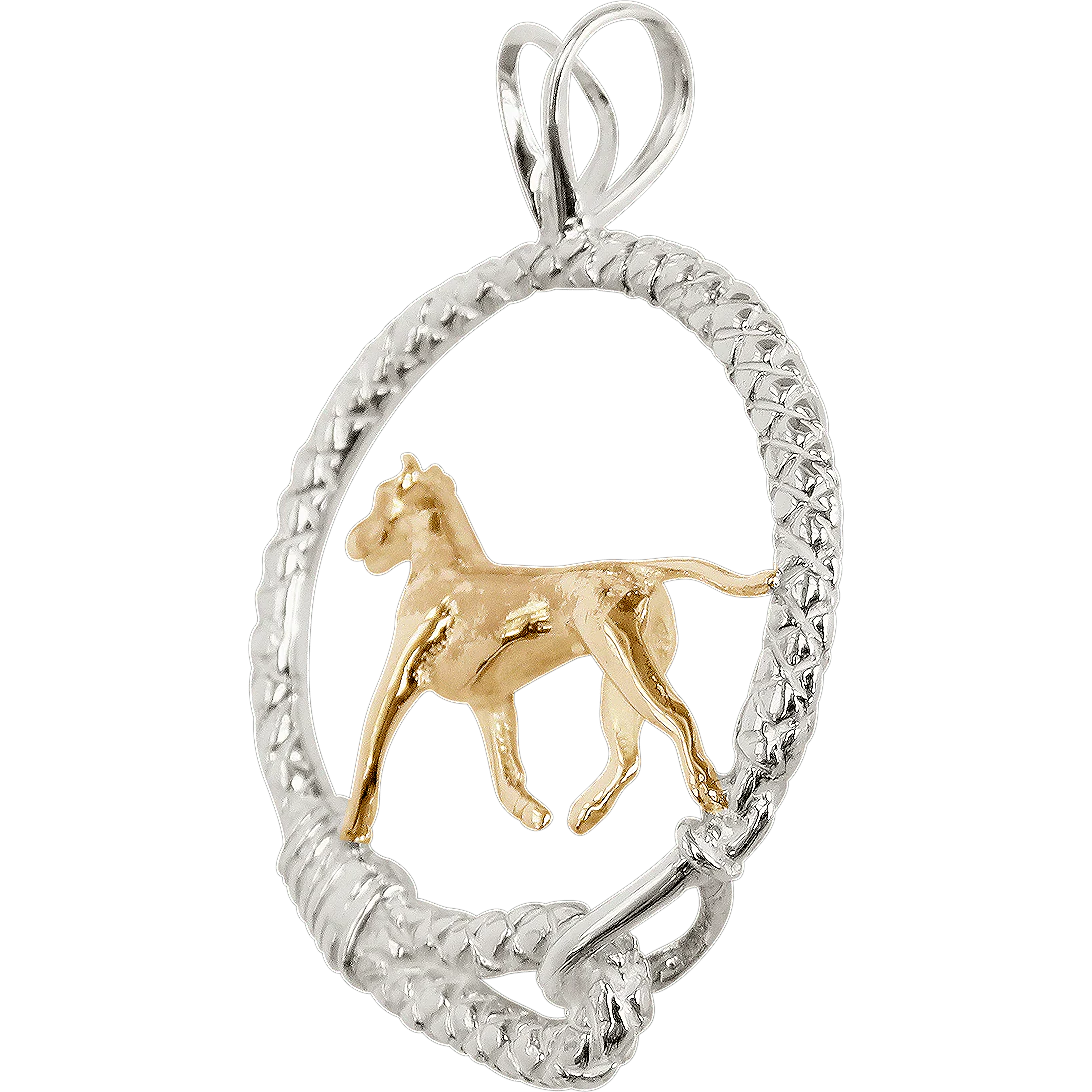 Solid 14K Gold Great Dane in Sterling Silver Leash Pendant - Image 3