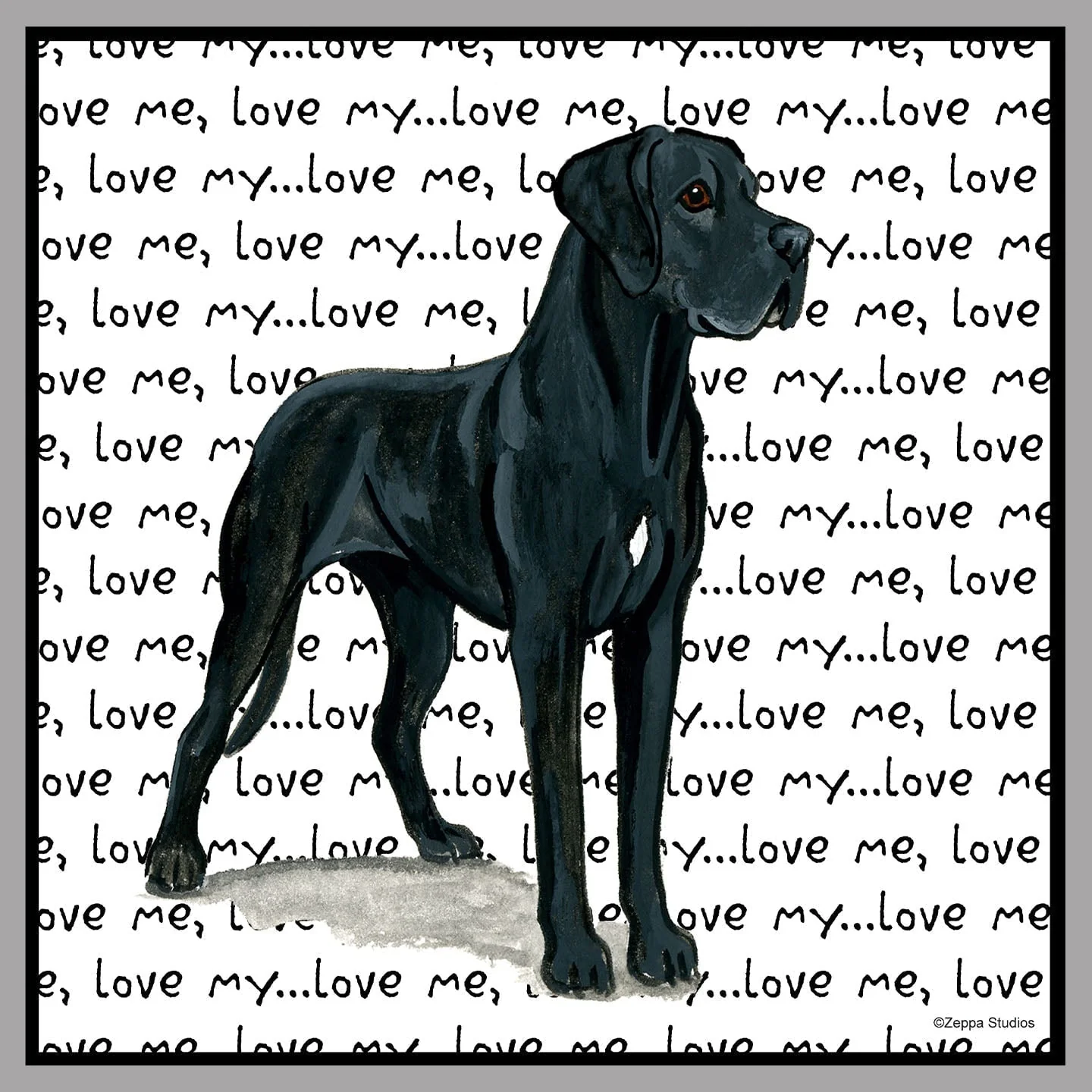 Great Dane (Natural Ears) Love Text - Women's V-Neck T-Shirt - Image 2