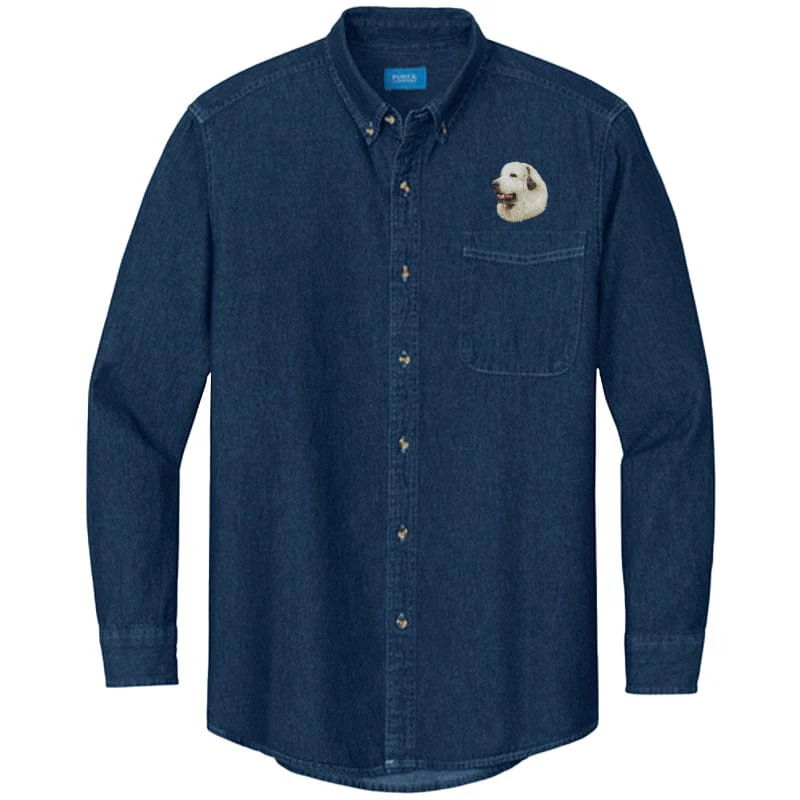 Great Pyrenees Embroidered Men's Denim Shirt - Image 3