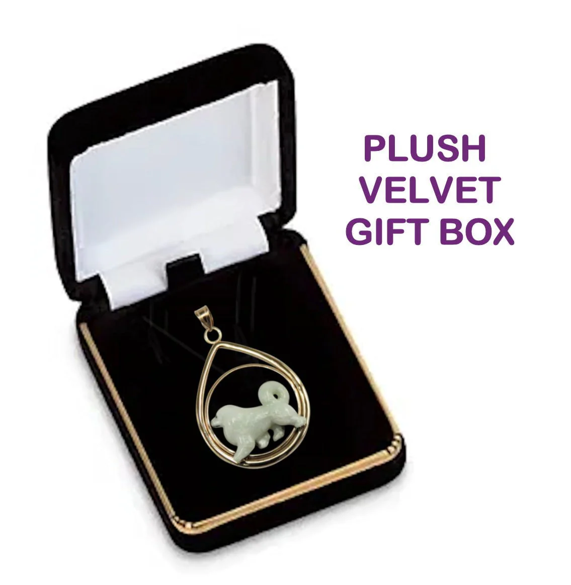 Great Pyrenees- Custom Enamel  in 14K Gold Teardrop Pendant - Image 4