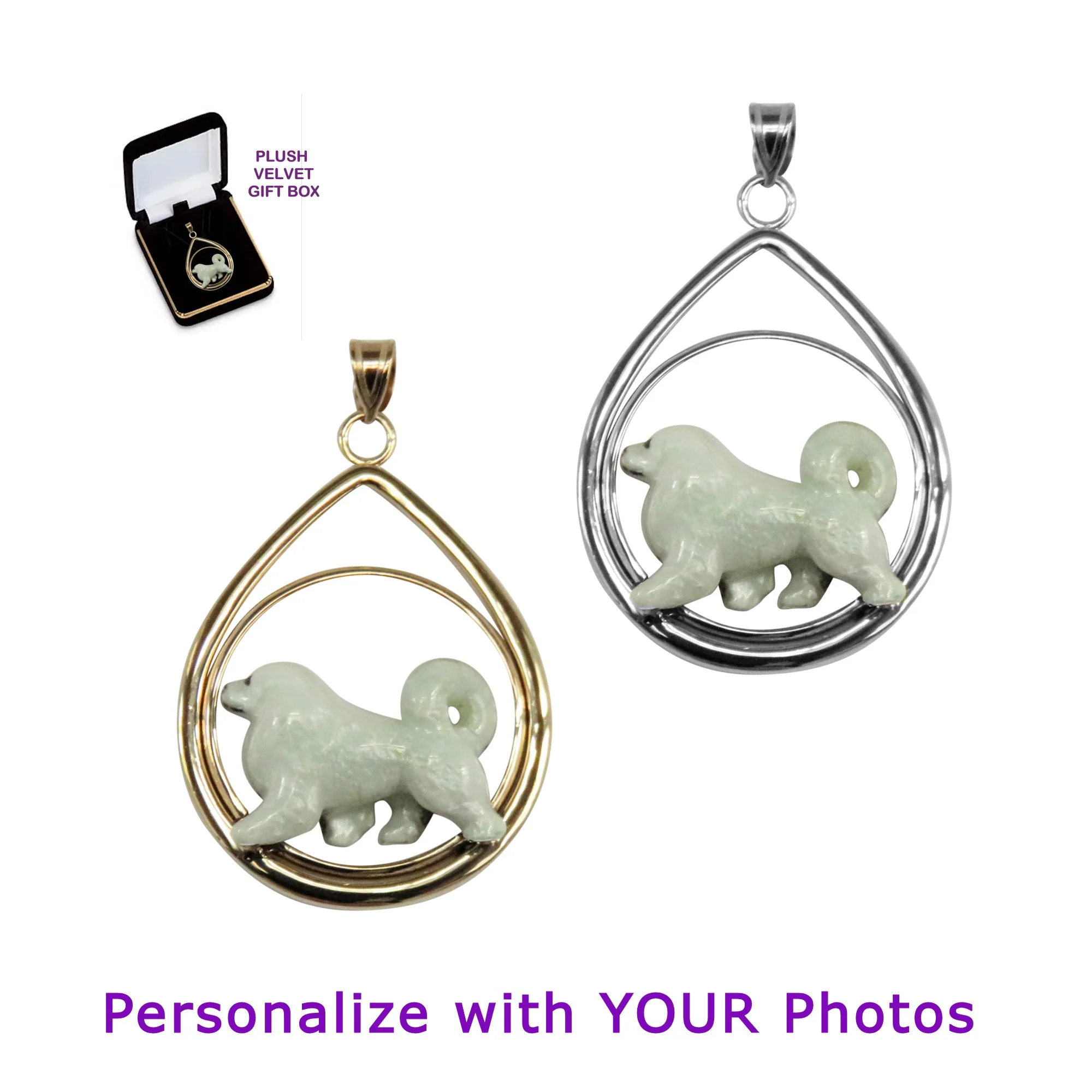 Great Pyrenees - Custom Enamel in Sterling Silver Teardrop Pendant - Image 2