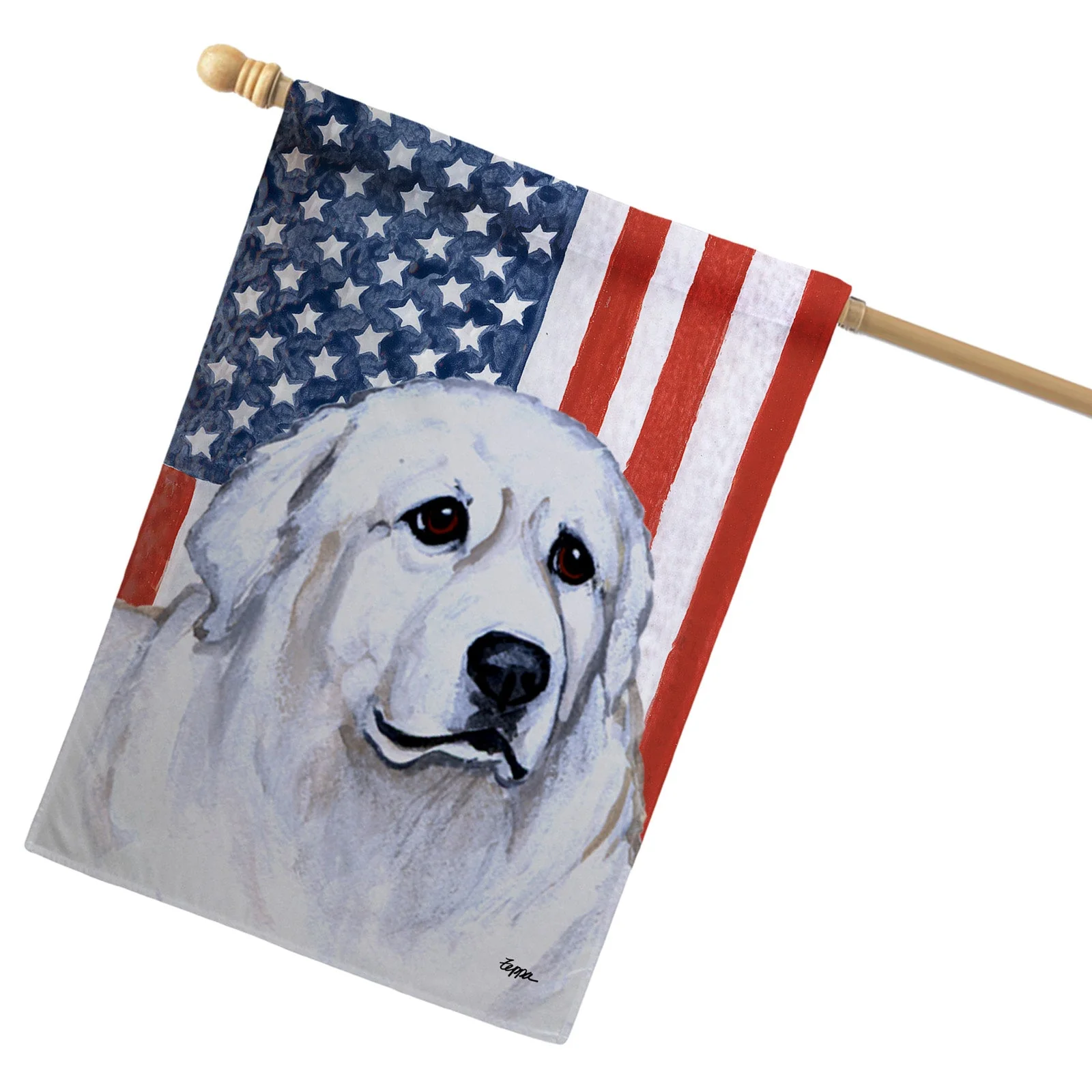 Great Pyrenees Americana House Flag
