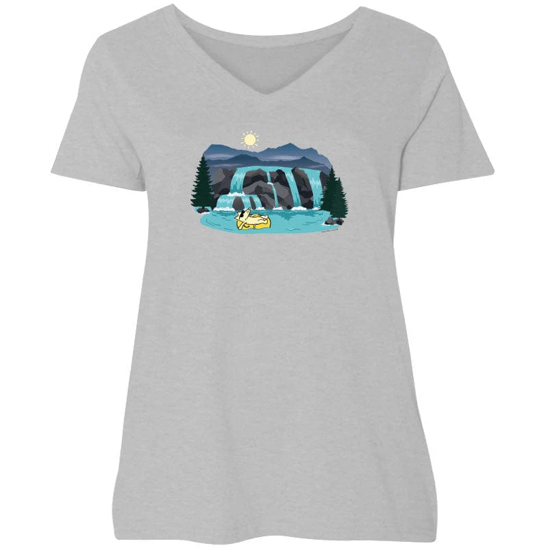 Great Smoky Mountains - Ladies Curvy V-Neck Tee