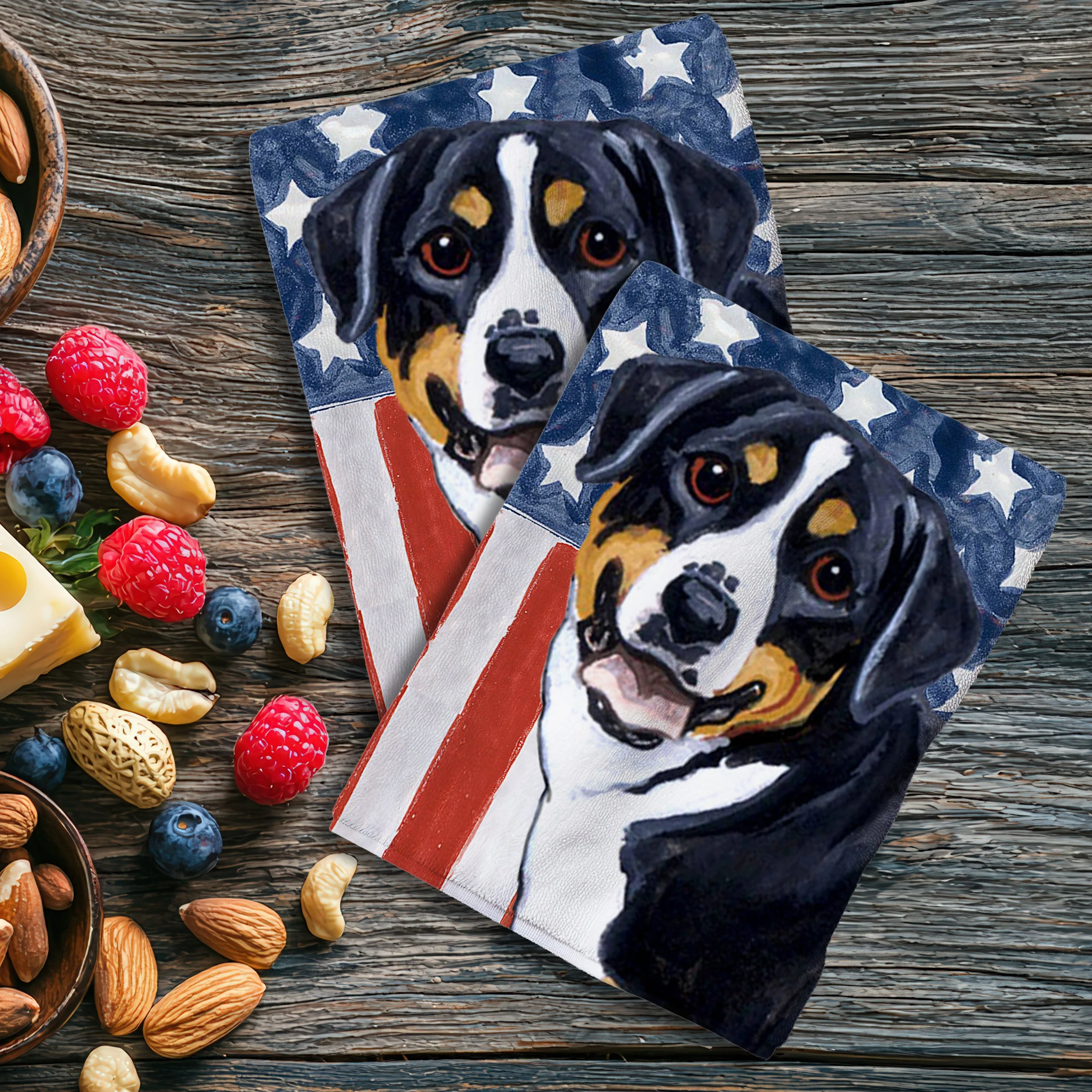 Greater Swiss Mountain Dog Americana Kitchen Towel Set