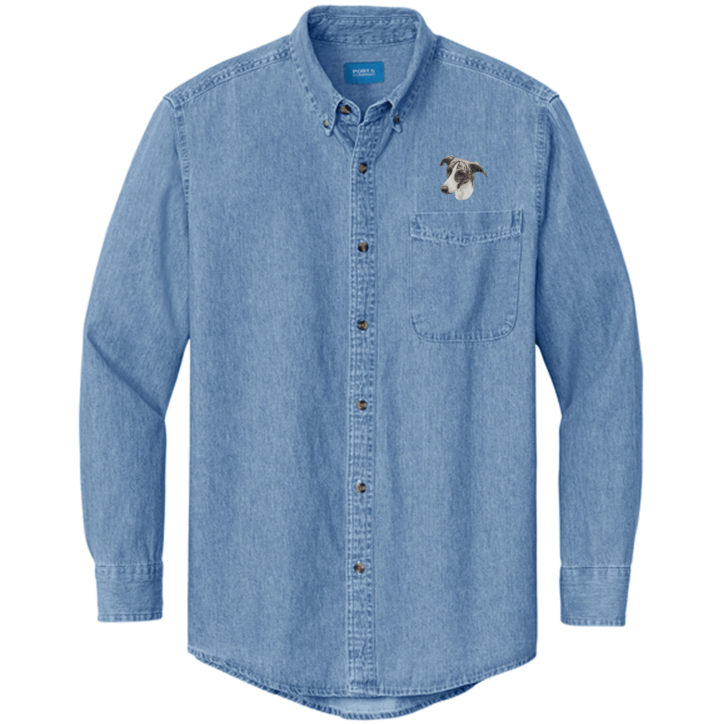 Greyhound Embroidered Men's Denim Shirt