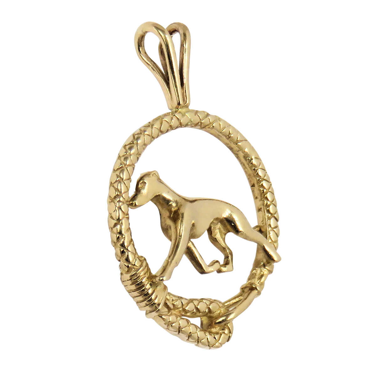 Solid 14K Gold Greyhound Leash Pendant - Image 2