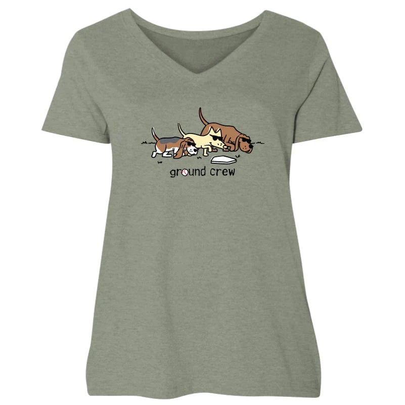 Ground Crew - Ladies Curvy V-Neck Tee