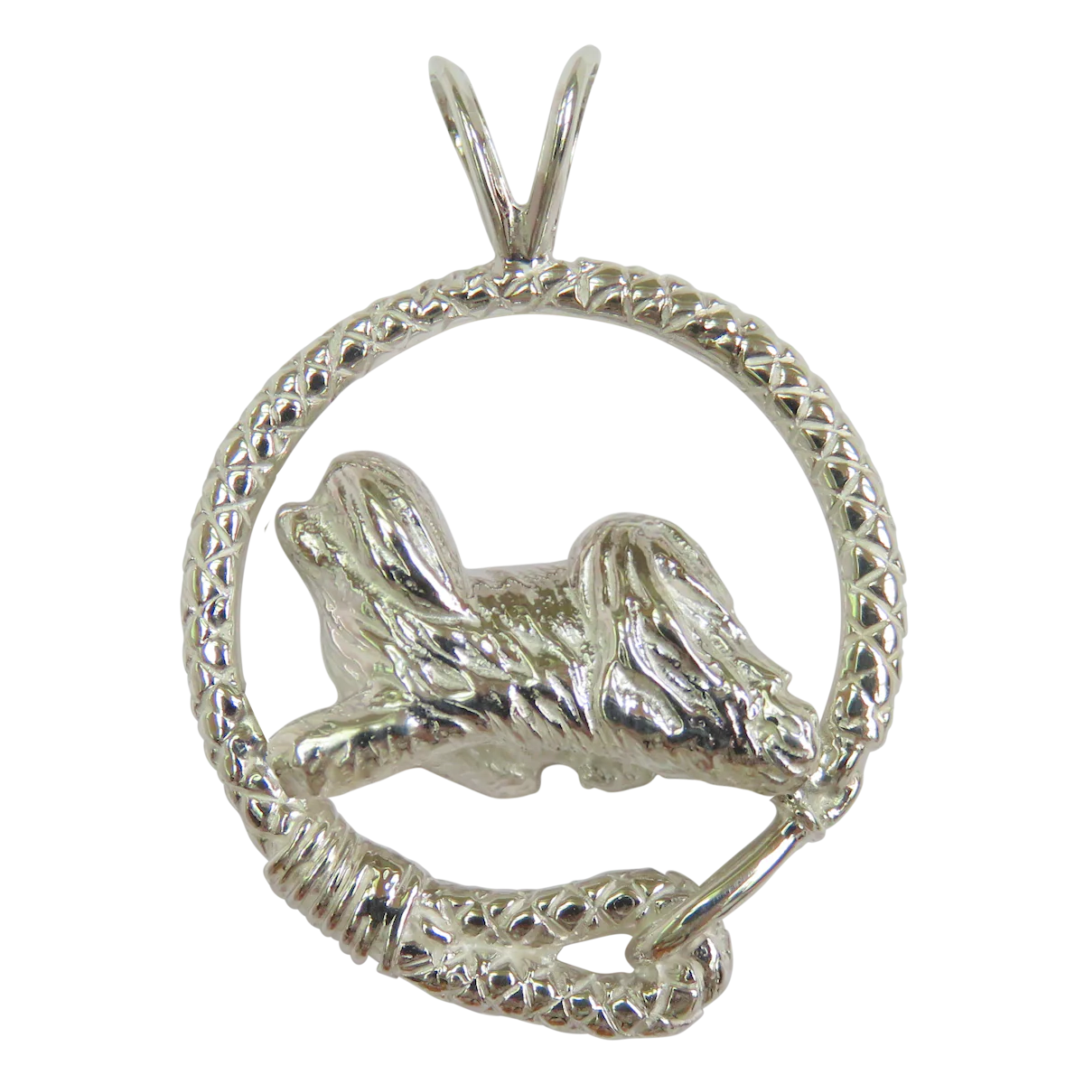 Havanese in Solid Sterling Silver Leash Pendant