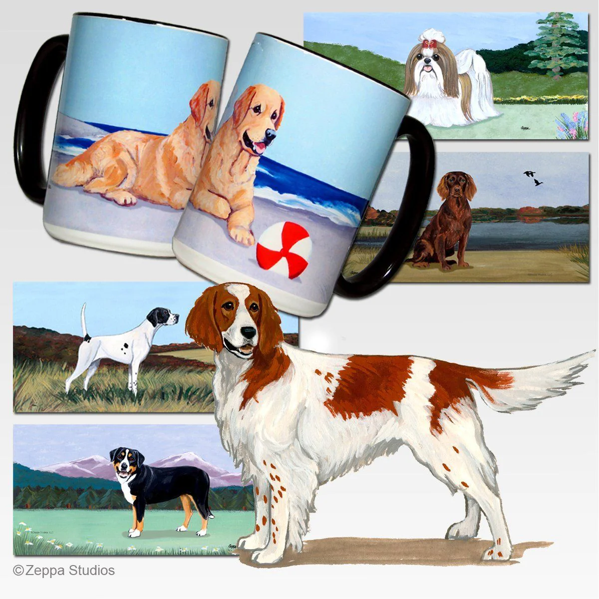 Irish Red & White Setter Scenic Mug