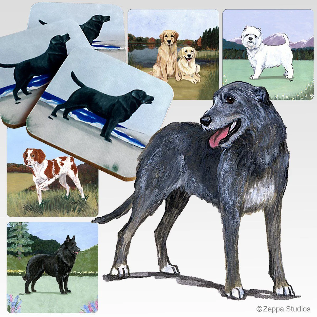 Irish Wolfhound Scenic Square Coaster