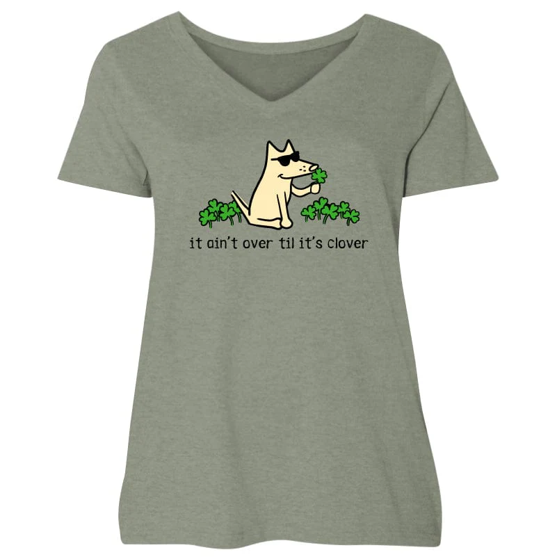 It Ain't Over Til It's Clover - Ladies Curvy V-Neck Tee