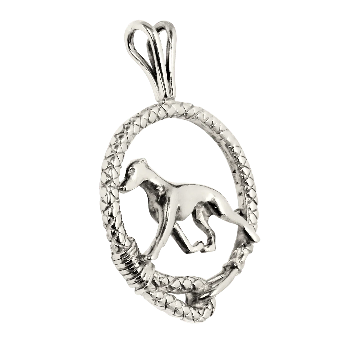 Italian Greyhound in Solid Sterling Silver Leash Pendant - Image 2