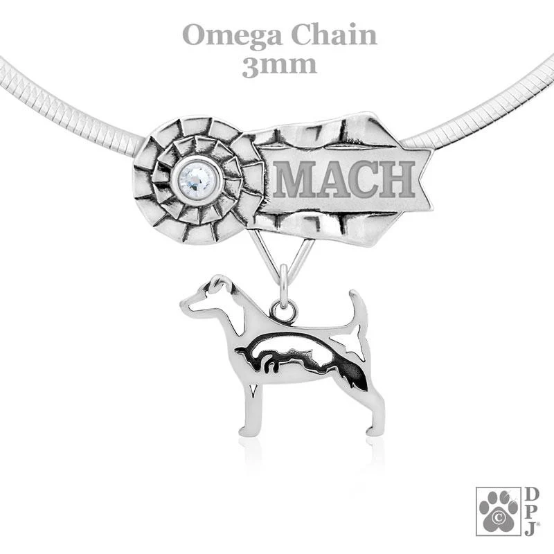Jack Russell Terrier with Fox, Body, Engravable Ribbon Charm Holder
