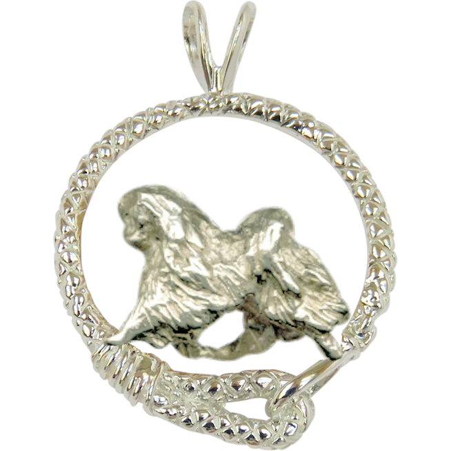 Japanese Chin in Solid Sterling Silver Leash Pendant
