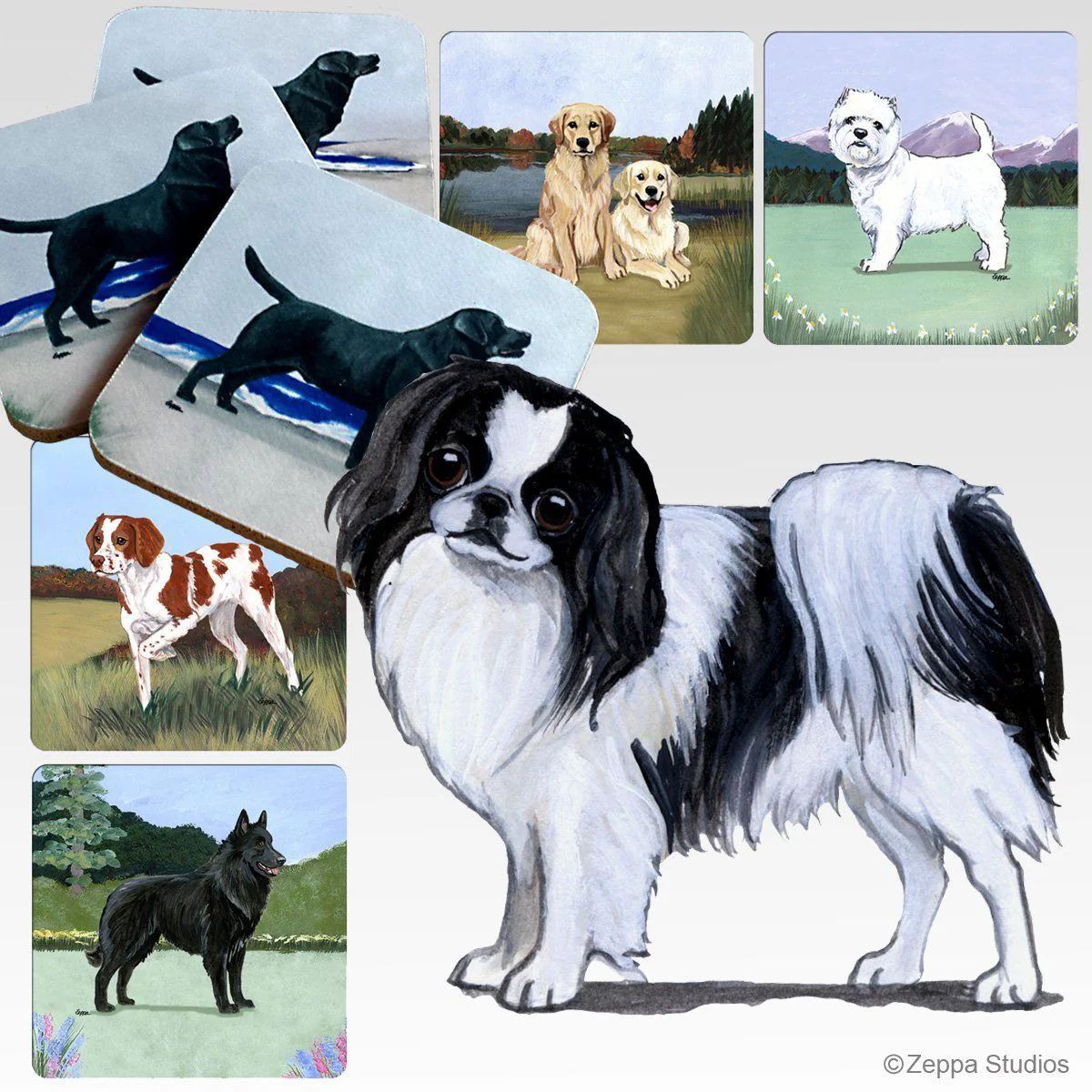 Japanese Chin Scenic Square Coaster