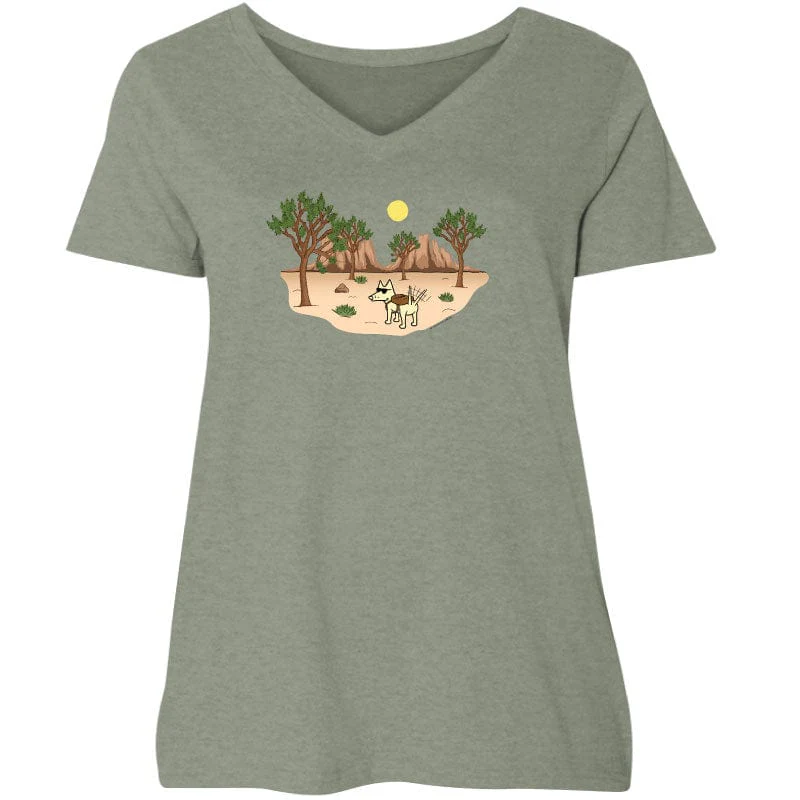 Joshua Tree - Ladies Curvy V-Neck Tee
