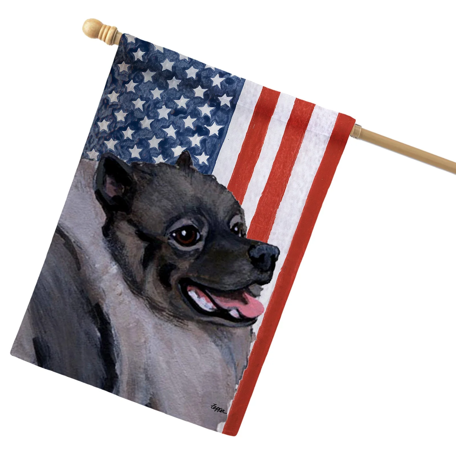 Keeshond Americana House Flag