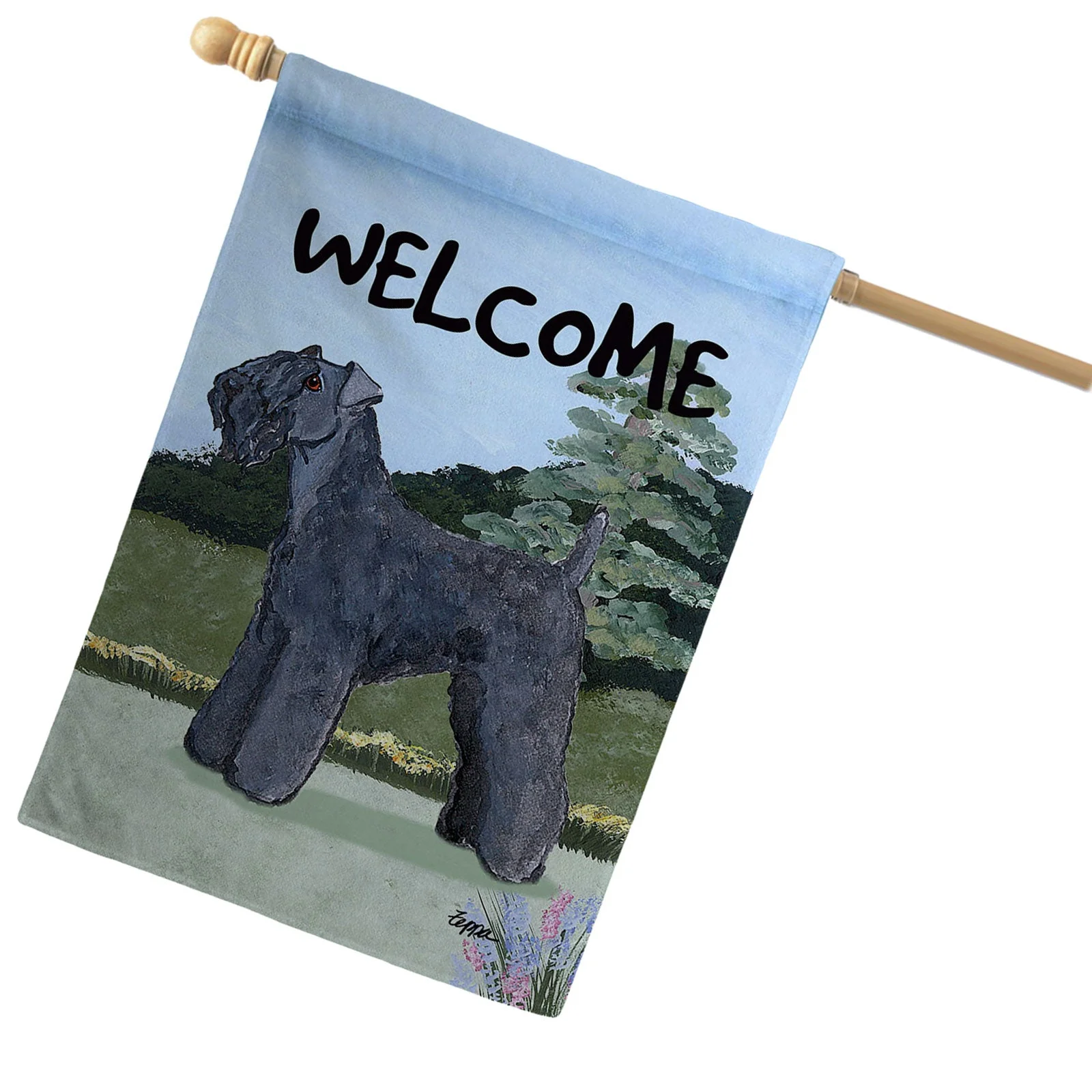 Kerry Blue Terrier House Flag