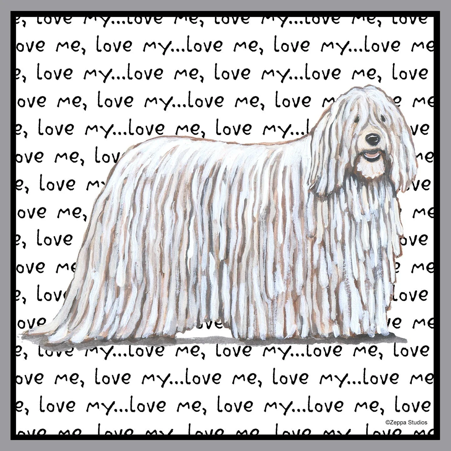 Komondor Love Text - Adult Unisex Crewneck Sweatshirt - Image 2