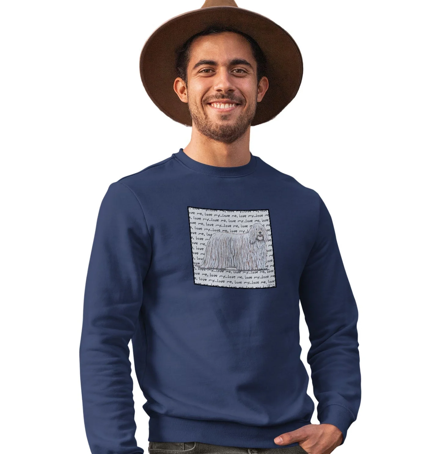 Komondor Love Text - Adult Unisex Crewneck Sweatshirt - Image 3