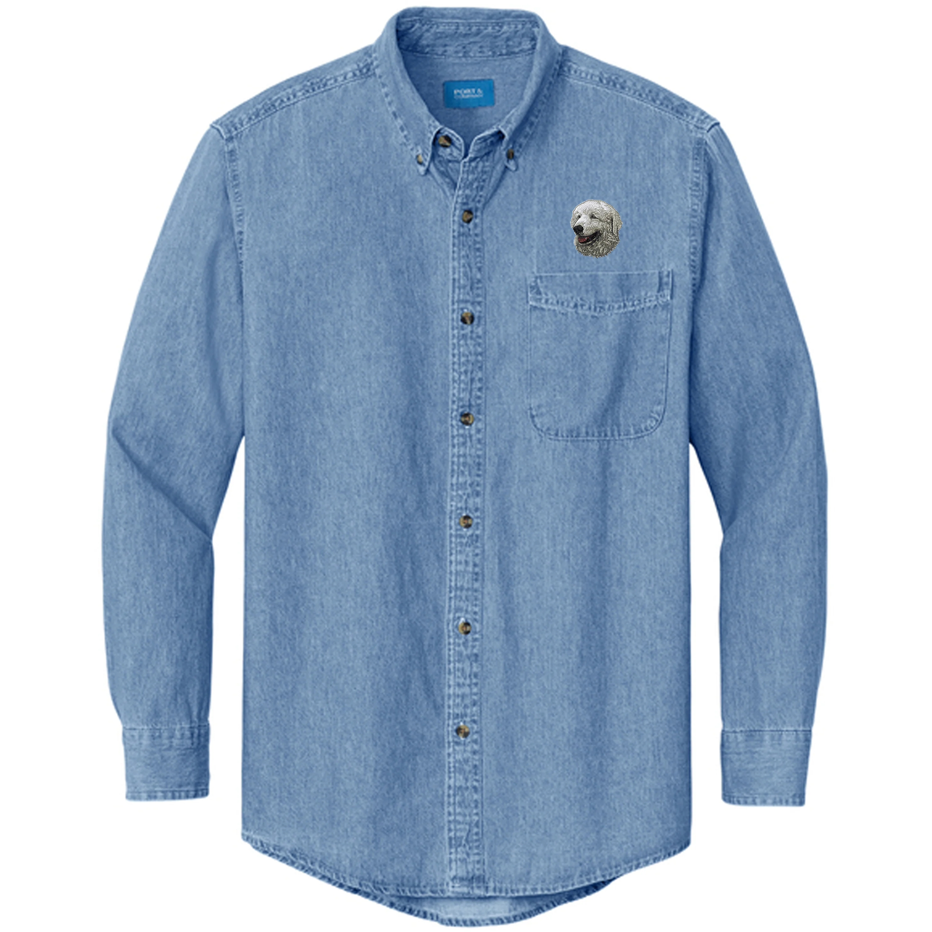 Kuvasz Embroidered Men's Denim Shirt