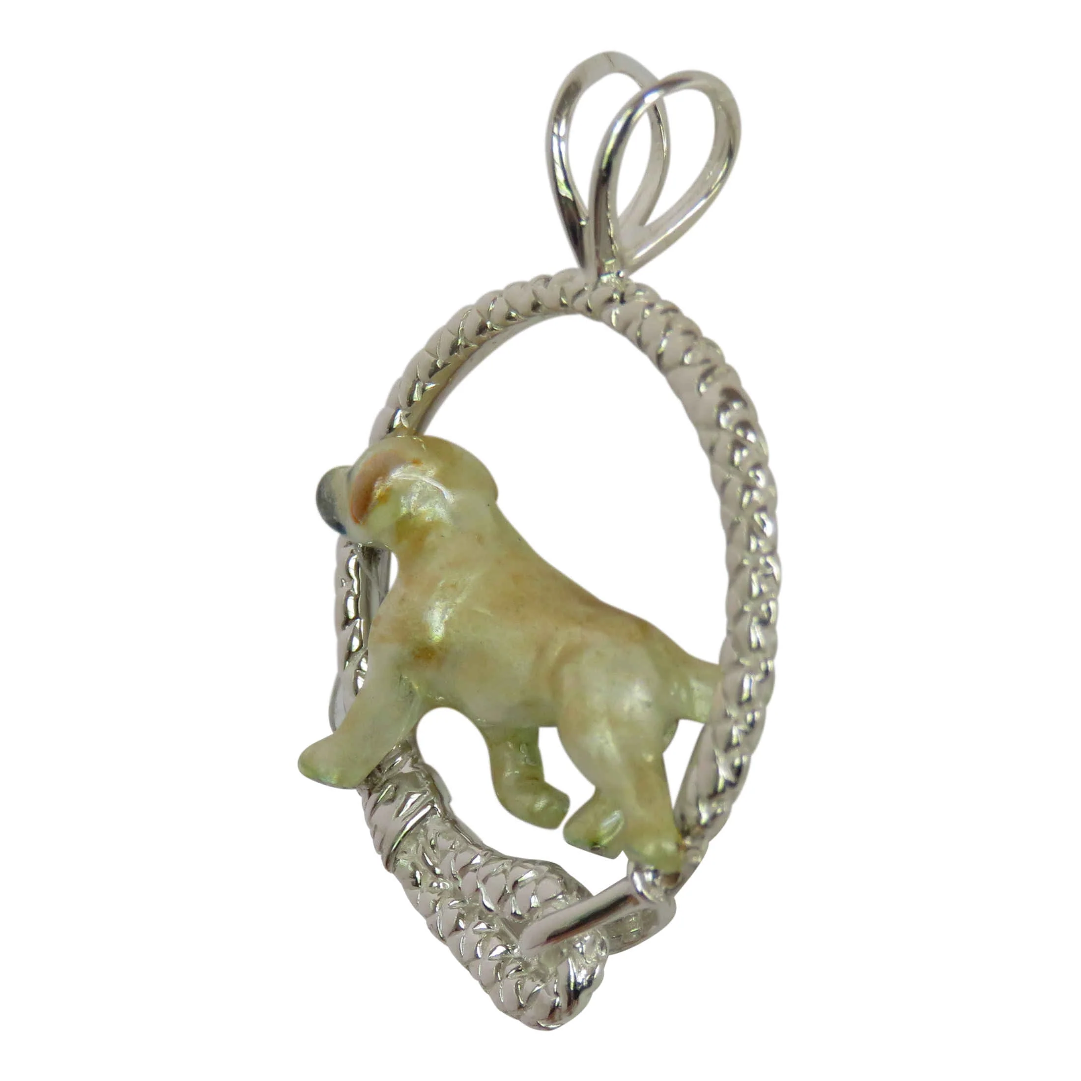 Labrador in Sterling Silver Leash Pendant Custom Enamel - Image 3