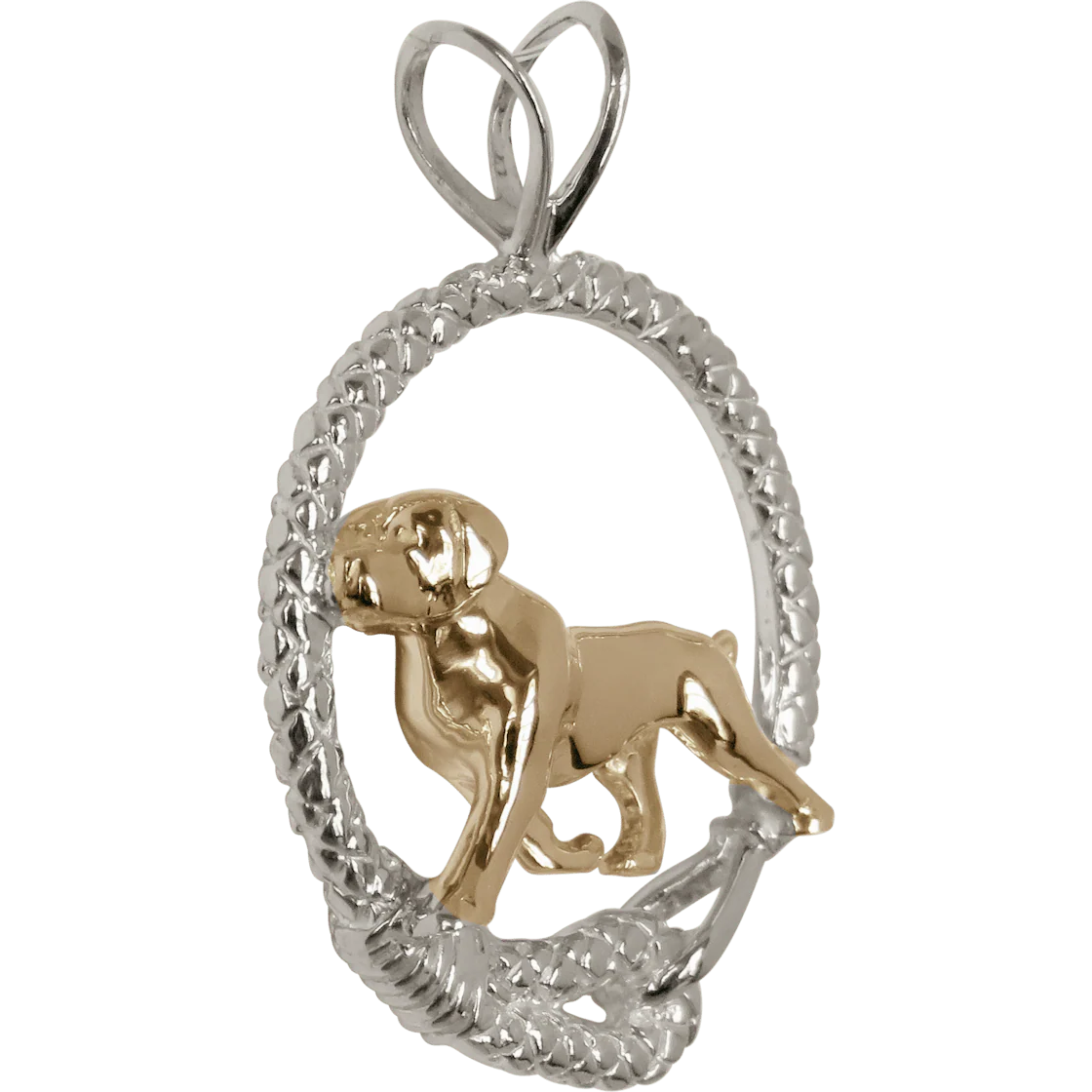 Solid 14K Gold Labrador Retriever in Sterling Silver Leash Pendant - Image 2