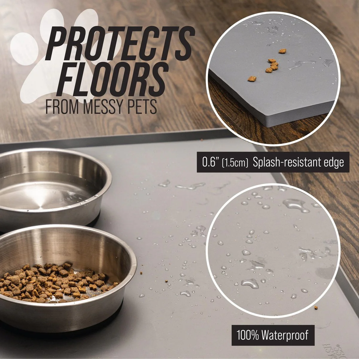 Leashboss Splash Tall Lip Dog Food Mat - Image 2