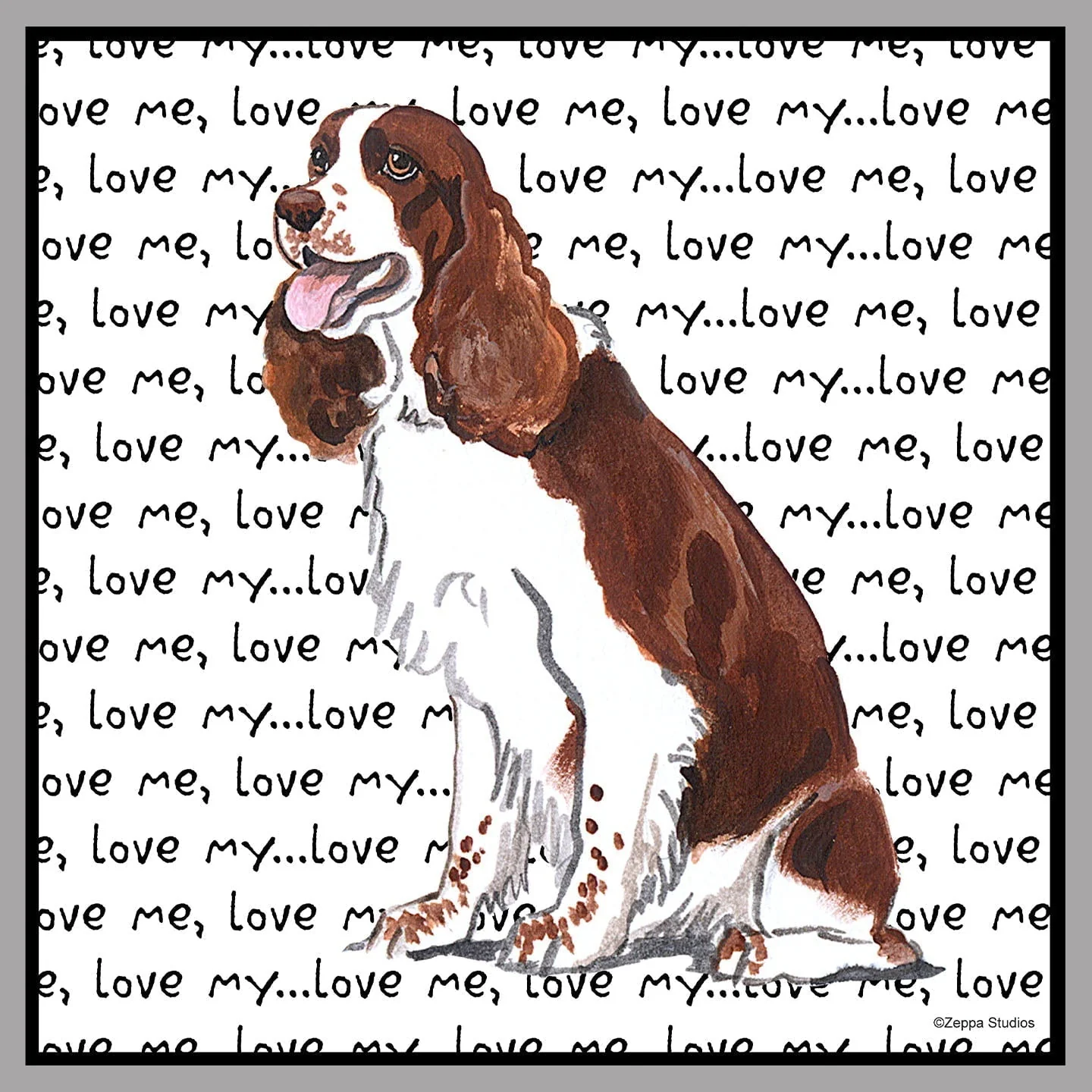 Liver and White Springer Love Text - Women's V-Neck T-Shirt - Image 2