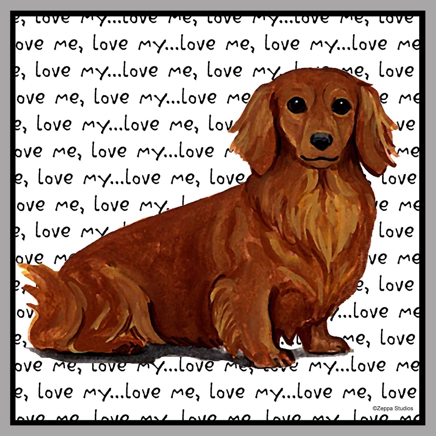 Longhaired Dachshund Love Text - Women's V-Neck T-Shirt - Image 2