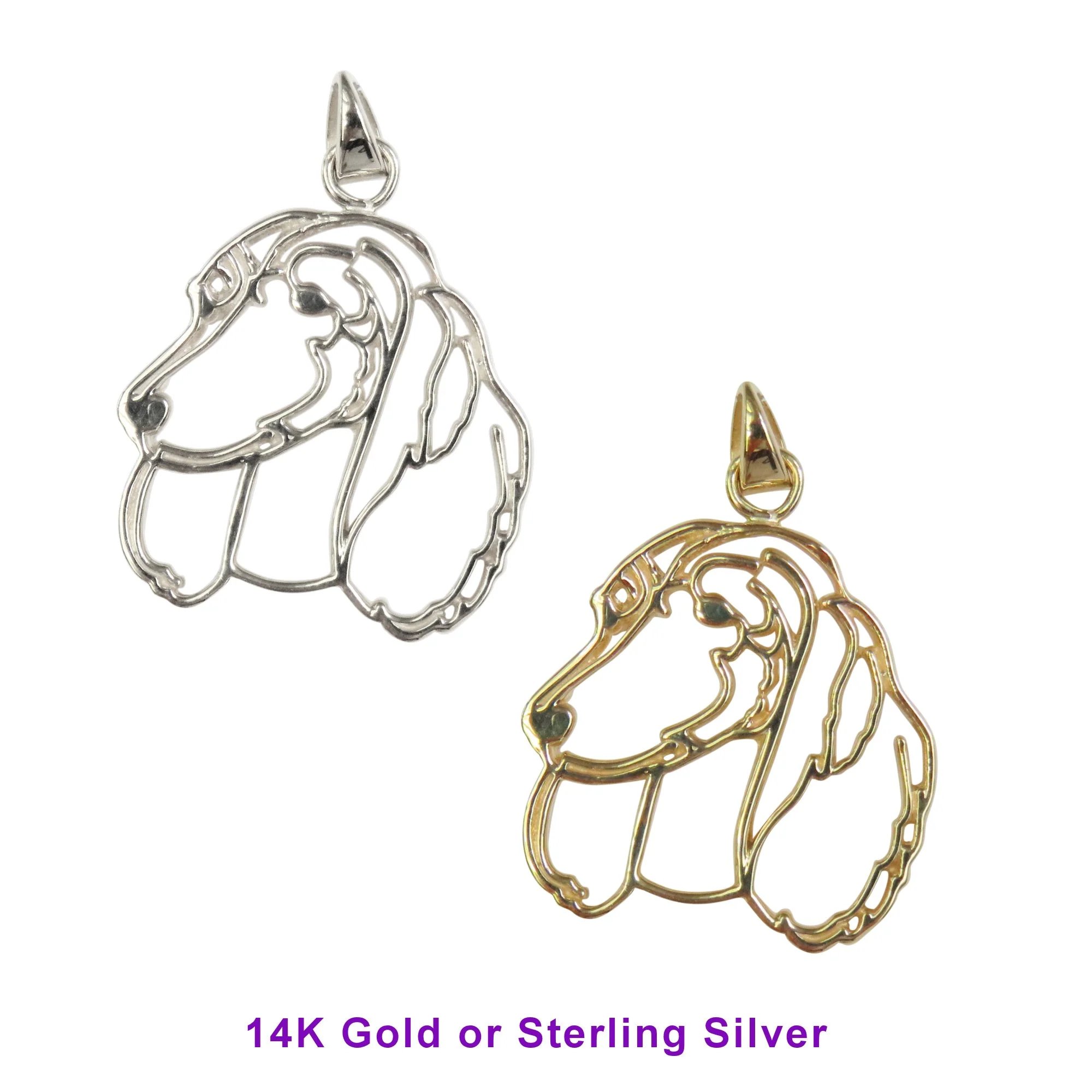 Dachshund (Longhaired ) in 14K Gold Silhoutte Head Pendant - Image 3