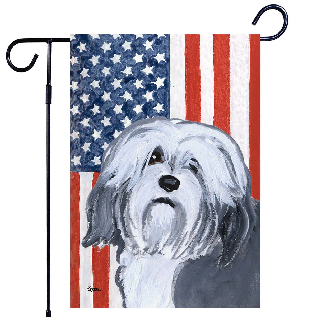 Lowchen Americana Garden Flag