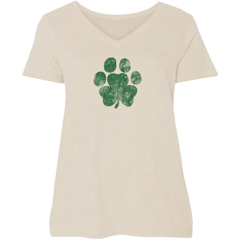 Lucky Paw - Ladies Curvy V-Neck Tee