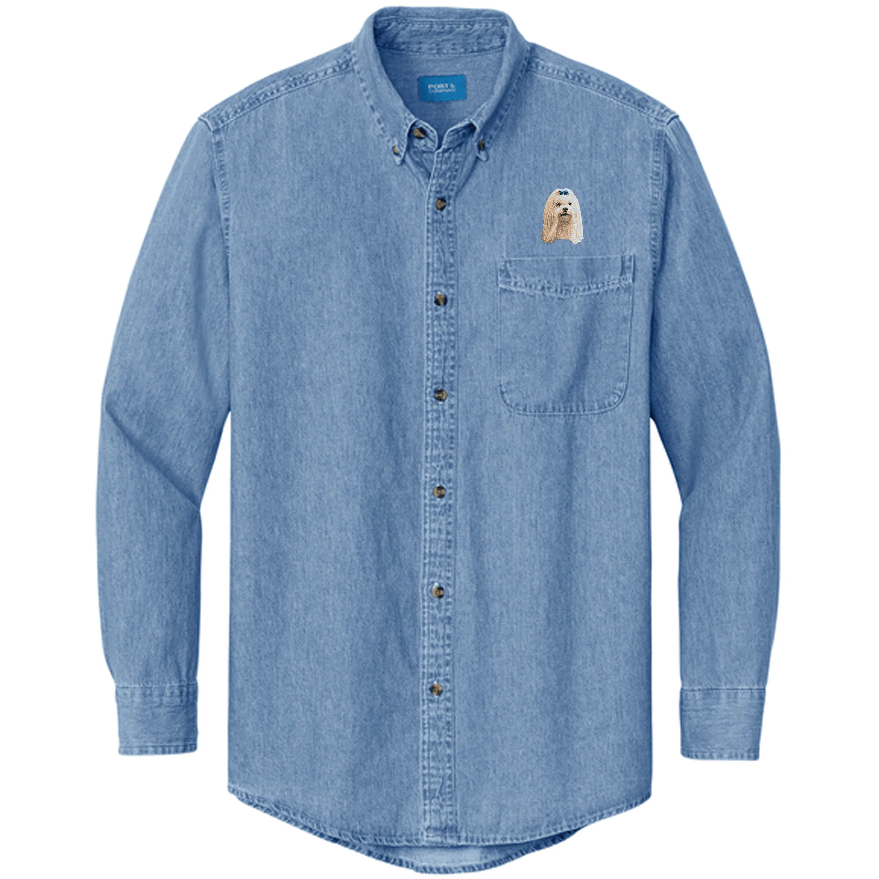 Maltese Embroidered Men's Denim Shirt